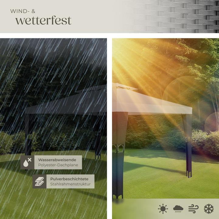 Actual product image tectake Rattan garden gazebo (400 cm, 300 cm)