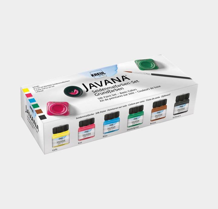 Produktbild Kreul Seidenmalfarben Set (Gelb, Dunkelgrün, Blau, Schwarz, Rot, Braun, 140 ml)