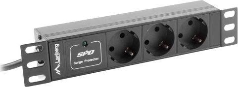 Actual product image Lanberg PDU-03E-0200-BK power distribution unit (PDU) 3 AC outlet(s) 1U Black