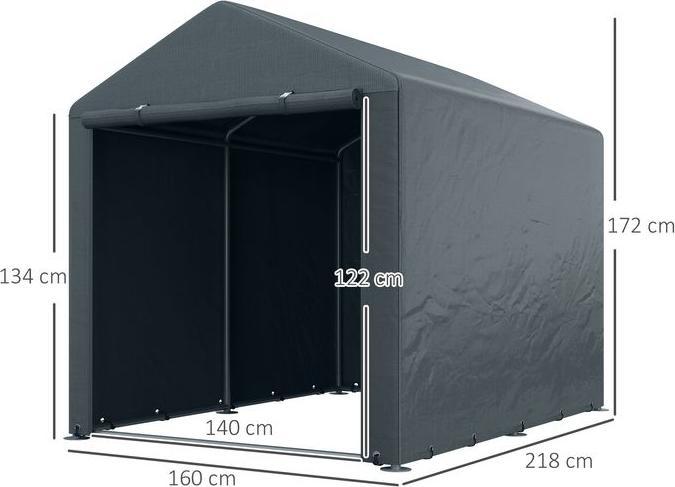 Produktbild Swisshandel24 Garagenzelt, 1,6x2,18x1,72m, grosse Tür, rostfreier Metallrahmen, 160x218x172 cm, Dunkelgrau (218 cm, 160 cm)