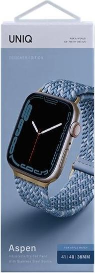 Immagine prodotto Uniq pasek Aspen Apple Watch 40/38/41mm Serie 1/2/3/4/5/6/7/8/SE/SE2 intrecciato DE modry/blu ceruleo