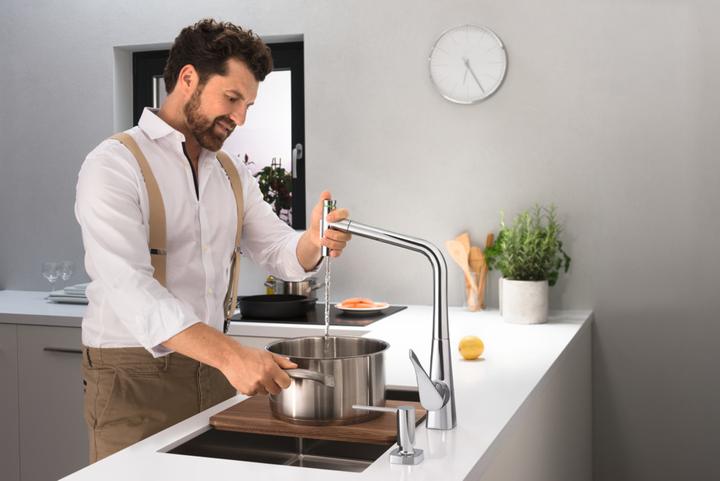 Produktbild hansgrohe METRIS SELECT Spültischmischer 320, 5, mit sBox, Ausziehbrause, Edelstahl-Optik