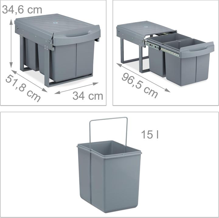 Image du produit Relaxdays Poubelle-encastrable (15 l)