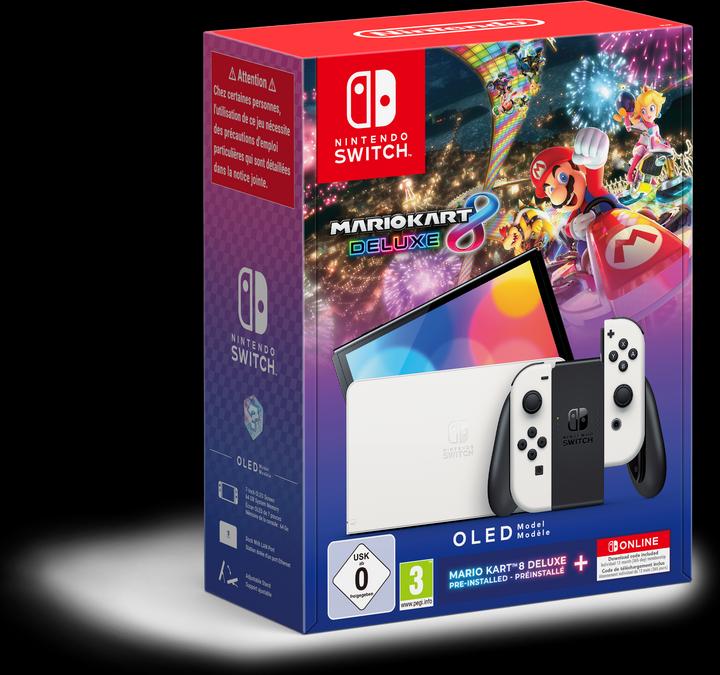 Nintendo Switch OLED-Modell (weiss) – Mario Kart 8 Deluxe + Switch Online – Mitgliedschaft (12 Monat