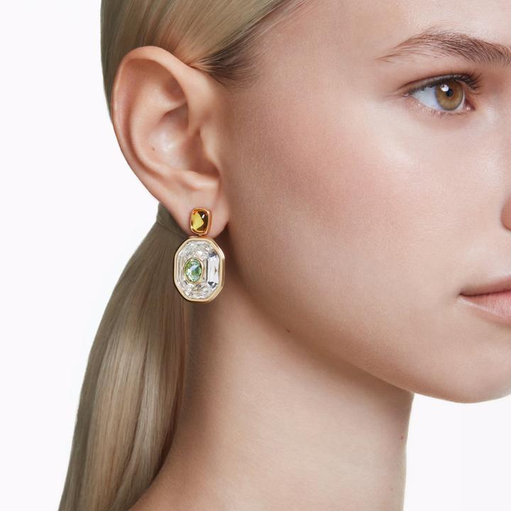 Produktbild Swarovski Chroma Drop Ohrhänger Asymmetrisches Design Oktagon Schliff Mehrfarbig Gold (Swarovski Metall)