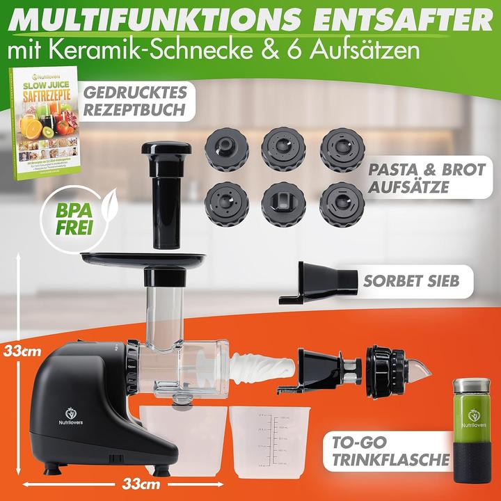 Actual product image Nutrilovers Slow Juicer Entsafter mit Keramik Pressschnecke