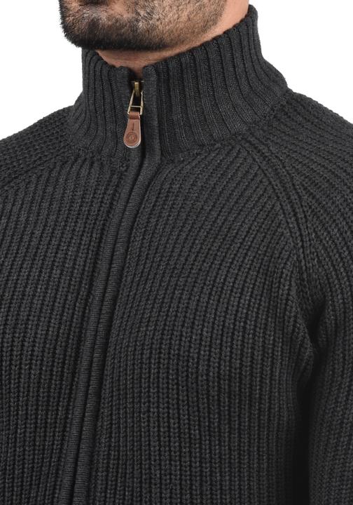 Actual product image Solid Xenos Men's Cardigan Chunky Knit Jacket With Funnel Neck Made Of 100% Cotton (L)