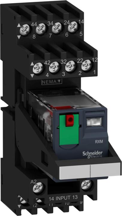 Actual product image APC Miniature plug-in relay RXM, 4 CO, AC, 24V, 6A, screw terminal