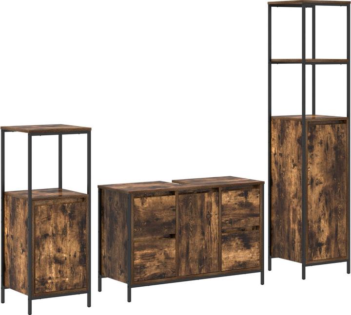 Image du produit VidaXL Ensemble de meubles de salle de bain 3 pièces en bois composite chêne fumé