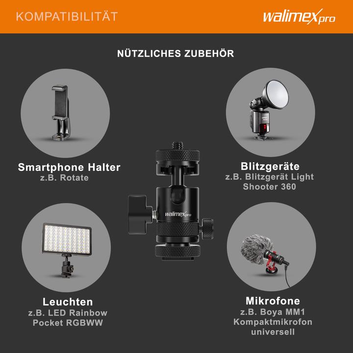Produktbild Walimex pro Multi Mini-Kugelkopf Single Shoe (Kugelkopf)