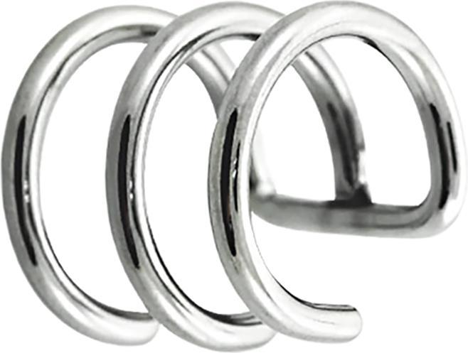 Produktbild Star Piercing Fake Ear Cuff silber mit 3 Ringen (Chirurgenstahl 316L mit Kristall)