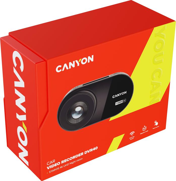 Actual product image Canyon DVR40, 3' IPS with touch screen, Mstar8629Q, Sensor SONY415, Wifi, 4K resolution (Wi-Fi, Built-in display, 4K)