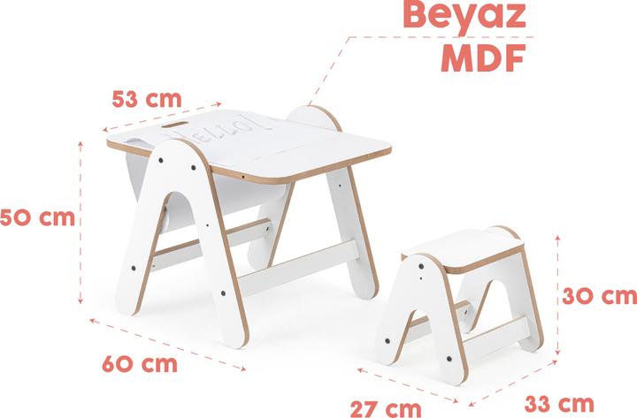 Actual product image MamaToyz Multi-activity table and stool made of MDF (Kids table)