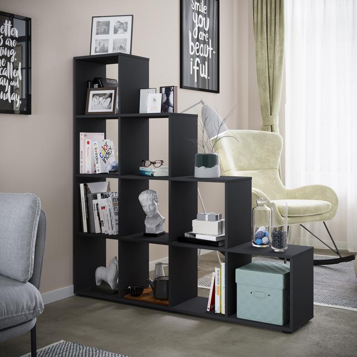 Actual product image VCM Wood stand staircase shelf 10 compartments Napoli (143 x 29 x 139 cm)