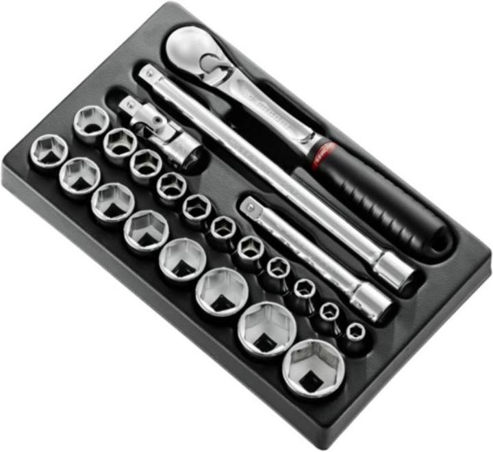Immagine prodotto Facom Set di chiavi a bussola da 23 pezzi MOD.SL161-36 1/2 con cricchetto