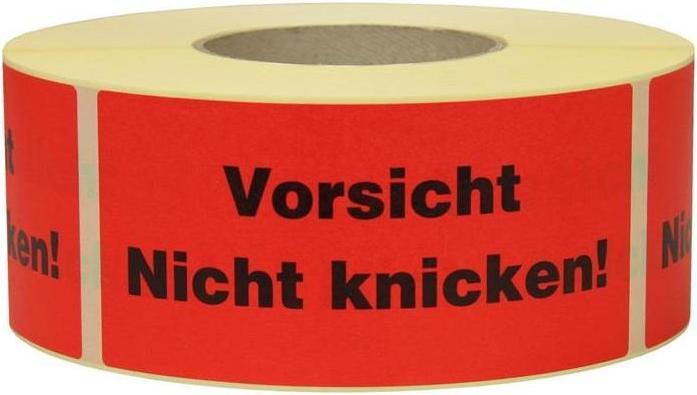 Produktbild Transpak Hinweisetikett Masse 145x70mm Papier rot Vorsicht Nicht knicken