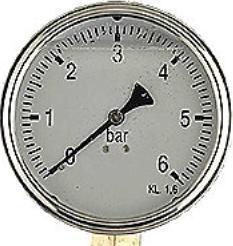 Erik Faergemann Manometer 1/2XØ100 0-16 bar, nedadrettet studs med glycerin