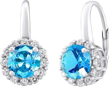 Silvego Damen-Ohrringe aus 925er Sterling Silber mit hellblauem Kristall (925er Sterling Silber)