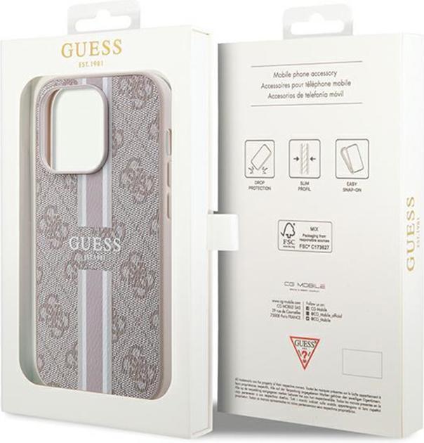 Image du produit Guess GUHMP15XP4RPSP iPhone 15 Pro Max 6.7" różowy/pink hardcase 4G Printed Stripes MagSafe (Apple iPhone 15 Pro Max)