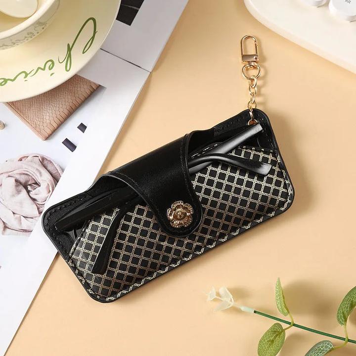 Produktbild Only-Bags.Store Houndstooth gedruckt Brillenhalter mit Schlüsselanhänger, Vintage Brillenetui, tragbare
