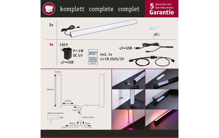 Immagine prodotto Paulmann Bastoncini luminosi dinamici EntertainLED Lightbar (RGB, 60.50 cm, Interno)