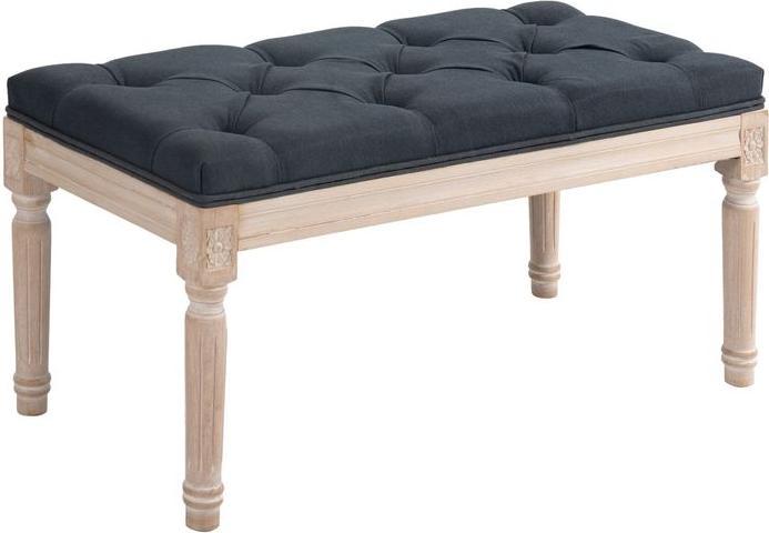 Actual product image Swisshandel24 Upholstered bench Vintage bed bench, hallway bench with buttons, linen look, max. load 120 kg, 80x4 (80 cm)