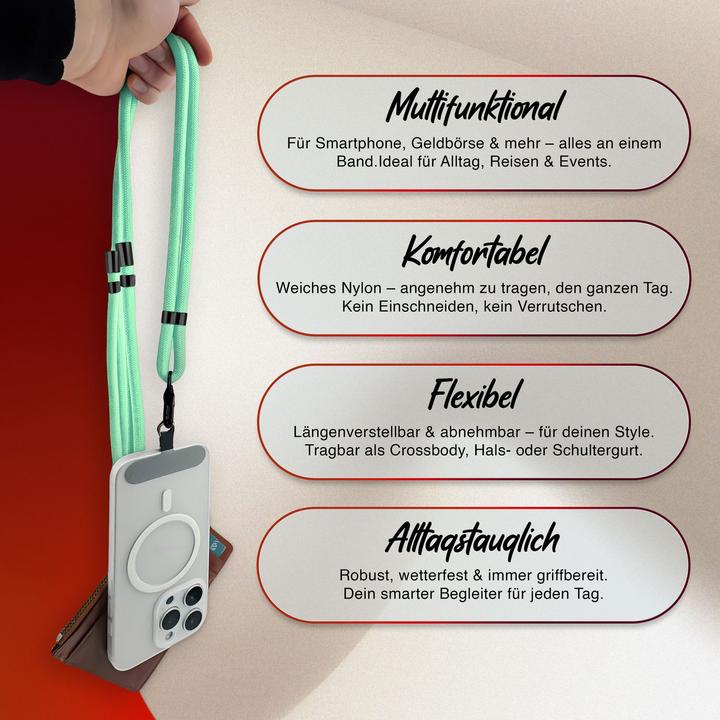 Produktbild Nalia HoldMe Lanyard Handykette - Universal Trageband für Smartphones - Verstellbar, Soft & Elastisch