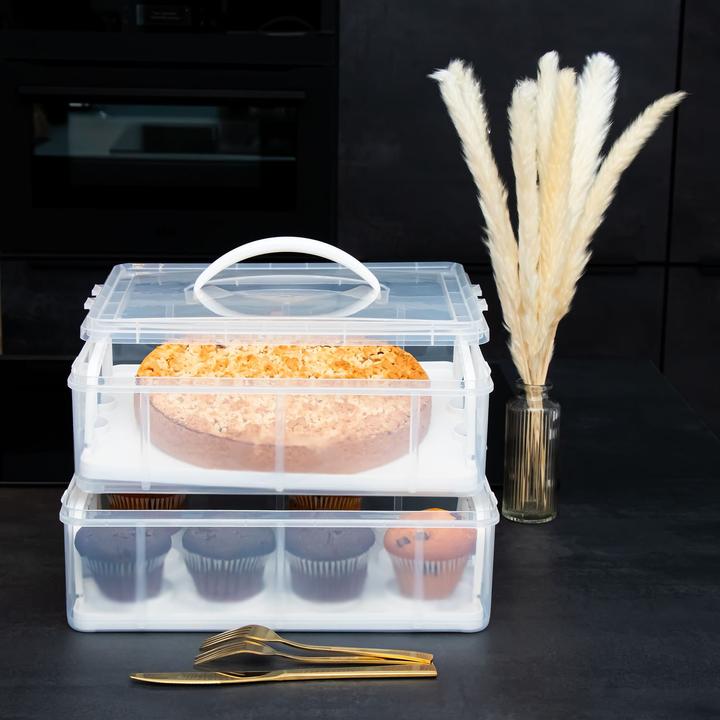 Produktbild Intirilife Muffin-Set: Kuchen Transportbox Weiss & Silikon Muffin Cupcakeformen