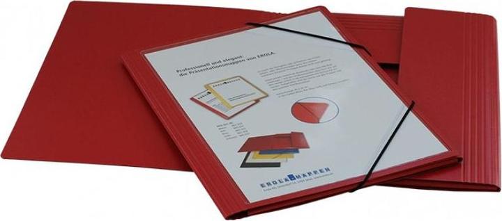 Produktbild Erola Präsentationsmappe A4 rot mit Sichttasche + 3 Klappen (A4, 1 x)