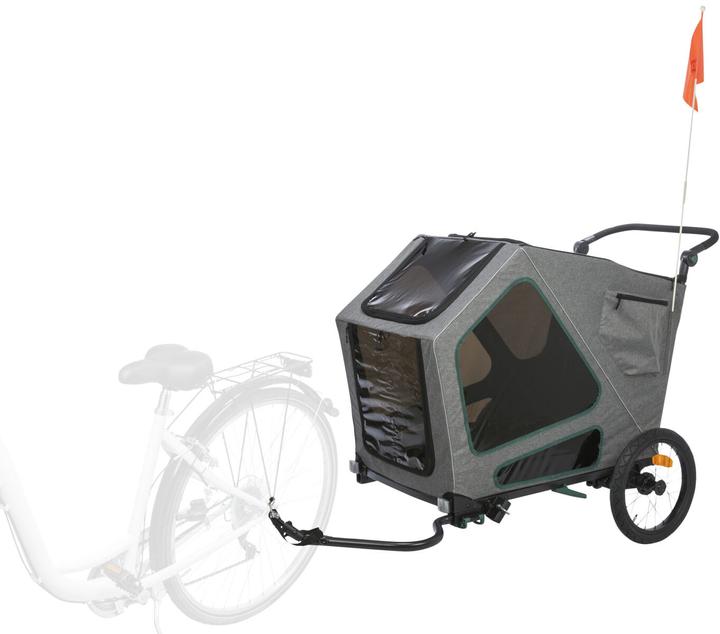 Produktbild Trixie Fahrrad-Anhänger L, 80×103×98/147 cm, Grau/Salbei (Hund, Reflektoren, Komplett zu öffnen)