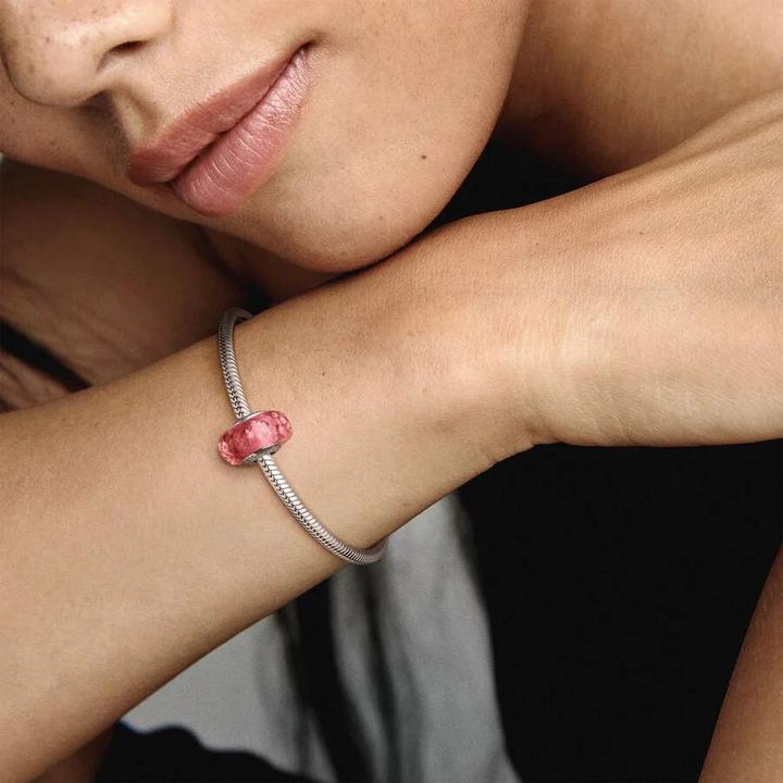 Image du produit Pandora Perles et breloques roses ondulées (Argent 925, Verre de Murano)