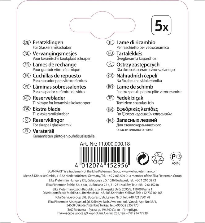 Image du produit Scanpart Lames de rechange pour grattoir vitrocéramique, 5 pcs. (Lame de rechange)