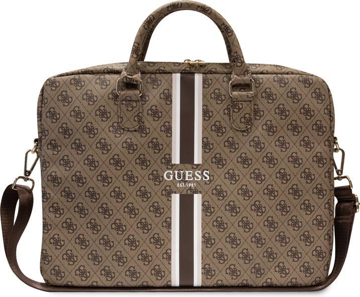 Guess PU 4G bedruckte Streifen-Computertasche 15|16" Braun (16", Universal)