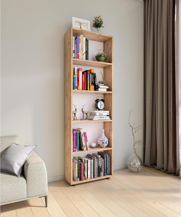 Actual product image VCM Wood Storage Stand Shelf Bookcase Decorative Books Stand Shelf Bulas 5 Compartments (56 x 20 x 169 cm)
