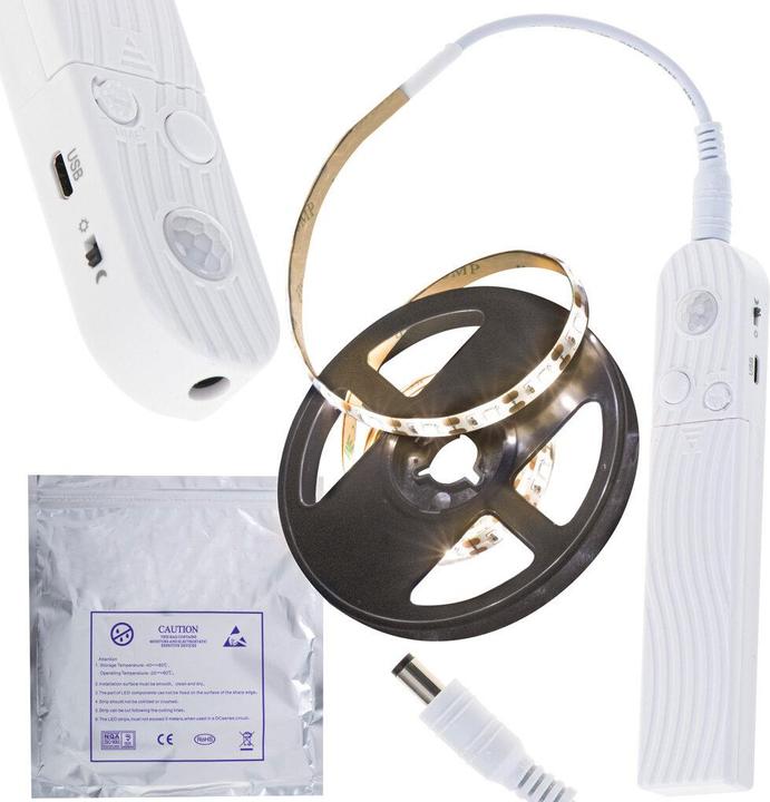 Actual product image Ikonka Battery-operated USB motion detector LED strip 1M warm white