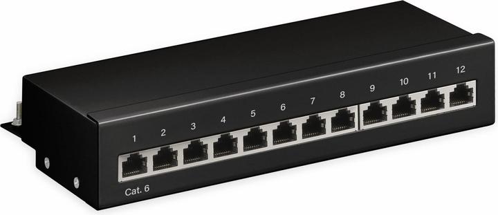 Goobay CAT 6 Mini/Desktop Patch Panel, 12 Port, Black