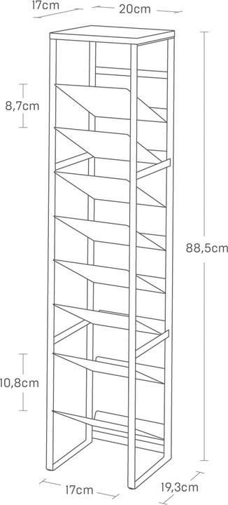 Image du produit Yamazaki Rack à bouteilles à 8 étages avec étagère en bois TOWER (20 x 19,5 x 88,5 cm, 16 Fl.)