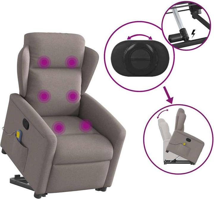 Produktbild VidaXL Elektrischer Massagesessel mit Aufstehhilfe Taupe Stoff