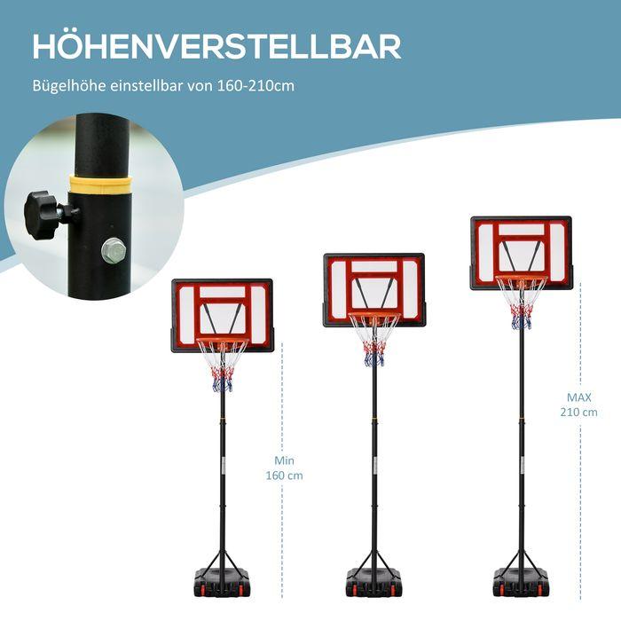 Immagine prodotto Swisshandel24 Basketballständer Outdoor mit Rollen, 160-210 cm höhenverstellbar Basketballkorb