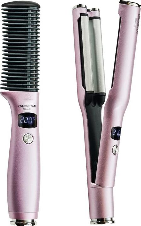 Carrera Classic Straightener Comb and Wave Styler Set, Light Pink (Straightening iron)