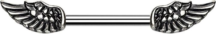 Star Piercing Barbell Barbell silber mit Engelsflügel (Chirurgenstahl 316L, Messing)