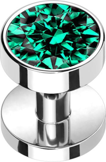 Star Piercing Skin Diver silber mit Kristall türkis (ohne Messing, Titan G23)