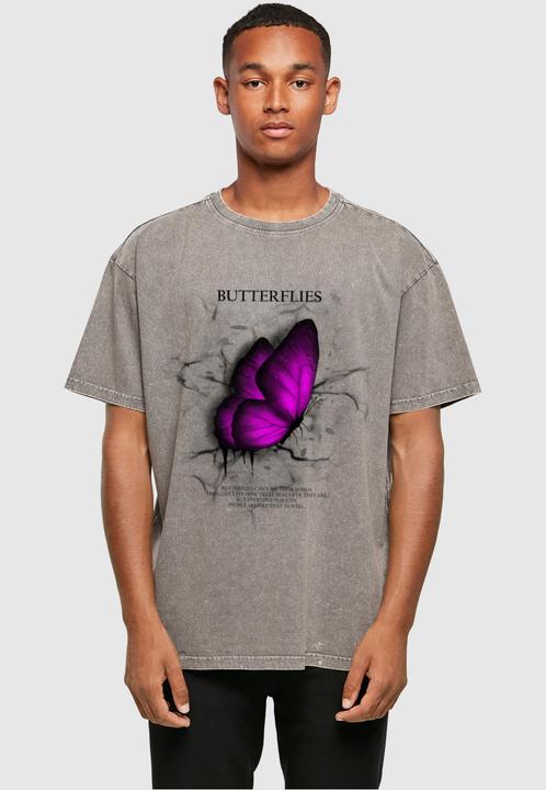 Actual product image Merchcode Butterflies Acid Washed Heavy Oversized Tee - 112635 (L)