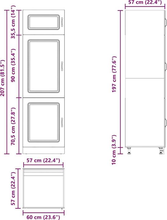 Image du produit VidaXL Armoire de cuisine Kalmar aspect vieux bois Matériau dérivé du bois Armoire de cuisine blanche (60 x 57 x 207 cm)