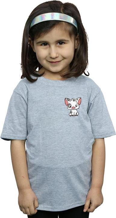 Actual product image Disney Girls Moana Pua The Pig Breast Print Cotton T-Shirt (140, 146)