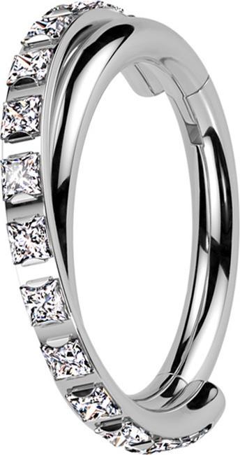 Actual product image Star Piercing Micro Segmentring klappbar silber gekreuzt seitlich quadratische Kristalle silber (without brass, Titanium G23)