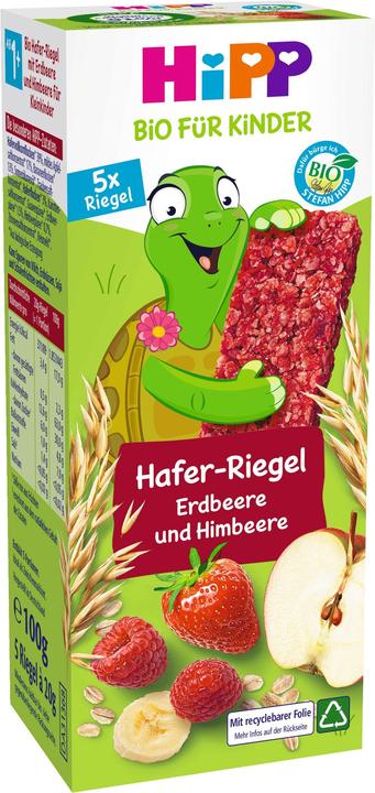 Hipp Organic for Kids Turtle Oat Bar Strawberry Raspberry, 5x20 g (100 g)