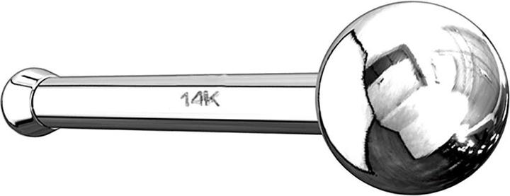 Image du produit Star Piercing Clou de nez droit en or blanc 14k avec boule (Or 14k, sans laiton)