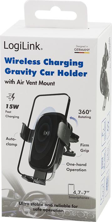 Image du produit LogiLink Support de chargement sans fil pour smartphone dans l'aération du véhicule