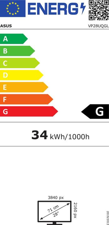 Energie-Label ASUS VP28UQGL (3840 x 2160 Pixel, 28")
